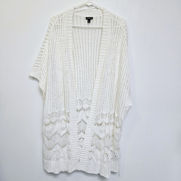 torrid Sweaters - Torrid Women's Open Knit Crochet Cardigan White Sweater Top SZ Plus 1/2X Stretch